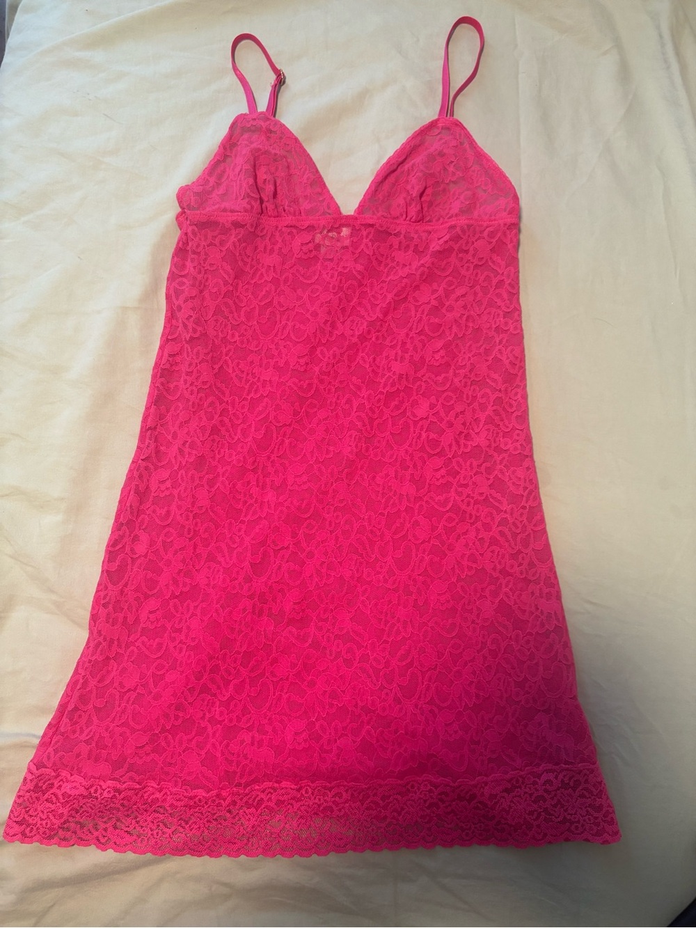 Victoria's Secret Hot Pink Lace Chemise Slip